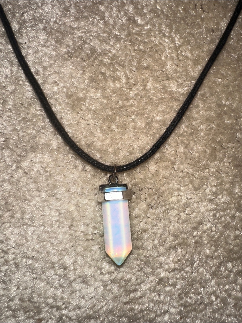 Iridescent crystal necklace